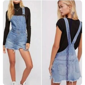 Free People distressed overall skirt